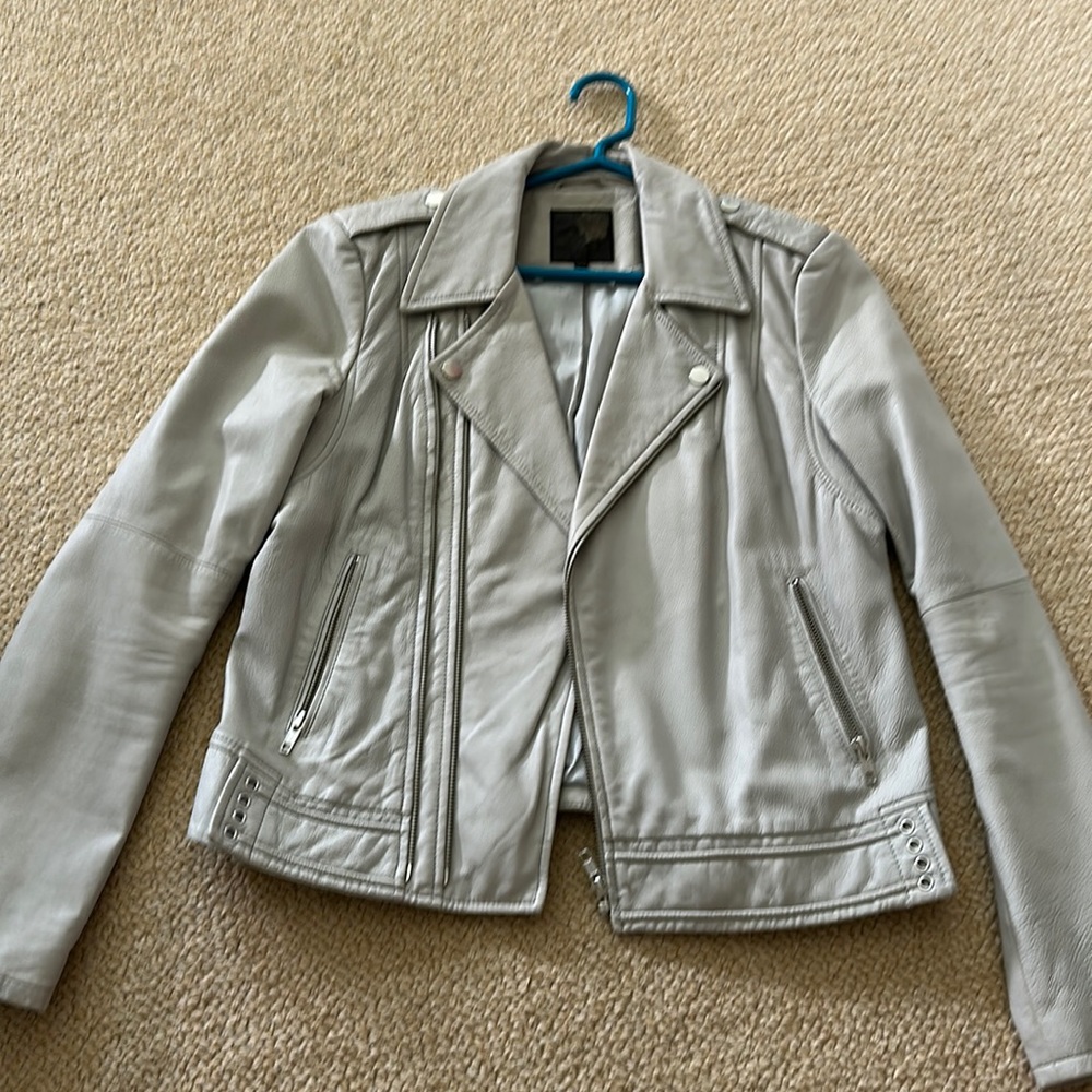 Joie Grey Leather Moto Jacket